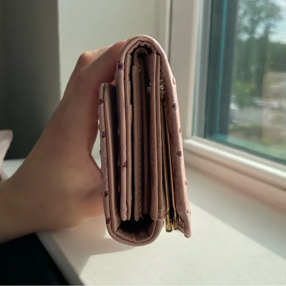 Pink Ostrich-Embossed Wallet - Picture 4 of 9